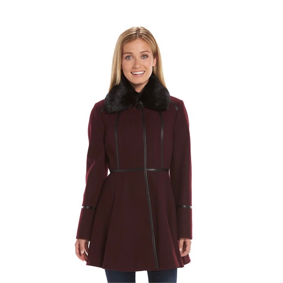 Apt. 9 Jackets & Blazers - NWT Women’s Apt. 9 Wool-Blend Fit & Flare Purple and Black Peacoat size Medium